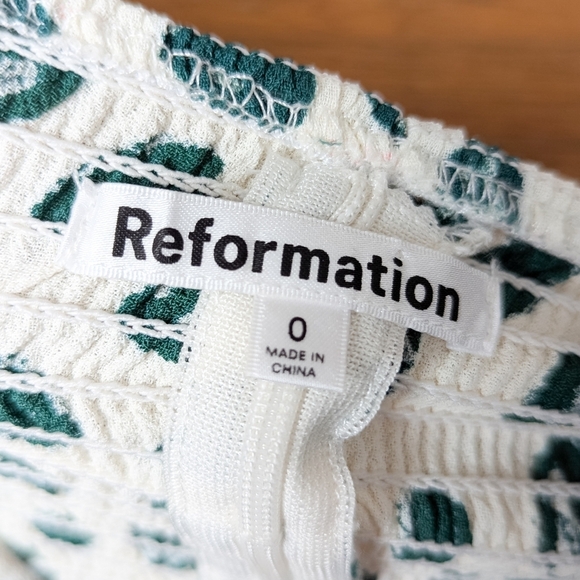 REFORMATION Delevan Top Tapioca Polka Dot Green White 0 - Picture 10 of 11